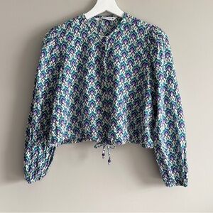 Zara Blue and Purple Pattern Blouse